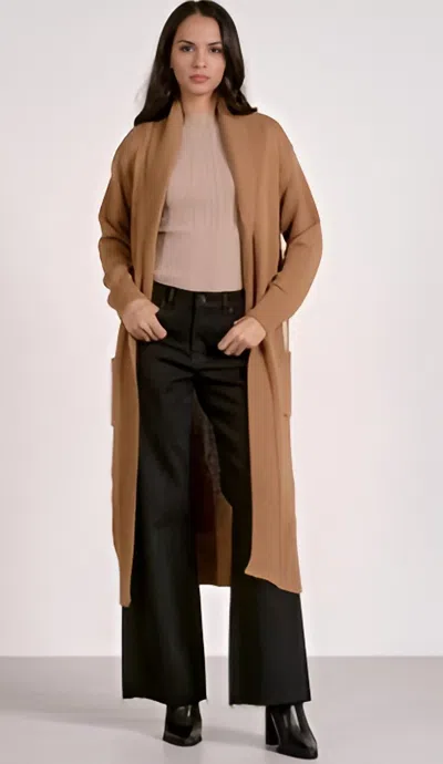Elan Long Sweater Cardigan In Macchiato In Black