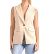 Elan Long With Lapel Vest In Beige In Neutral
