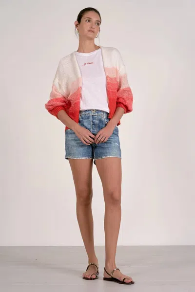 Elan Loose Knit Cardigan Sweater In Red In Multi
