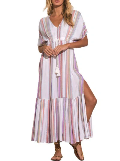 Elan Lorax Two-tone Cover-up Maxi Dress In White,multi