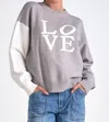 Elan Love Color Block Sweater In Gray In Gray
