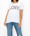 Elan Love Graphic Print Short Sleeve Tee In White In White