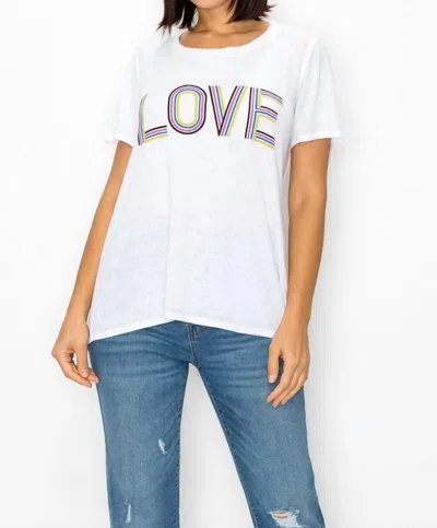 Elan Love Graphic Print Short Sleeve Tee In White