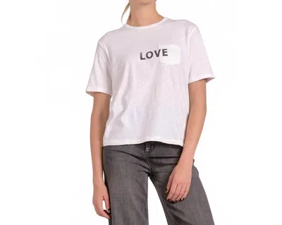 Elan Love Graphic Tee With Chest Pocket In White