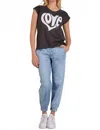 Elan Love Scoop Neck Top In Black In Black