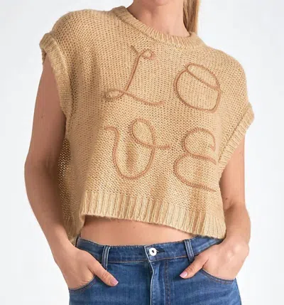 Elan Love Sleeveless Sweater In Tan In Multi