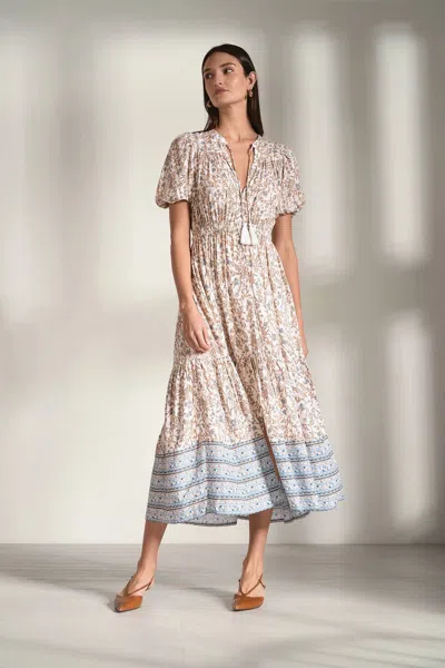 Elan Lovely Subtle Maxi Dress In Beige In Multi