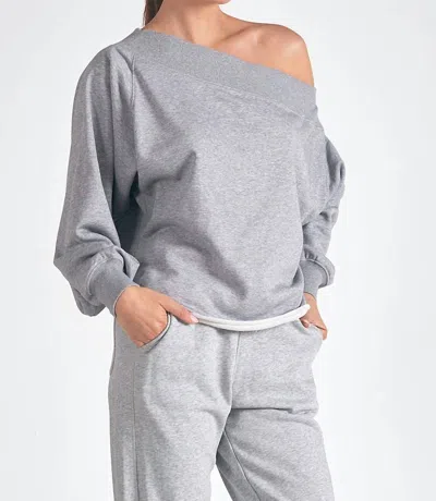 Elan Ls Off Shoulder Top In Gray In Grey