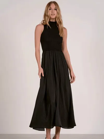 Elan Maci Mock Neck Maxi Dress In Black In Brown
