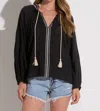 Elan Bohemian Breeze Tunic Top In Black