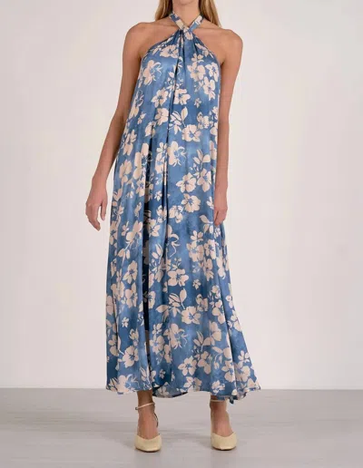 Elan Maggie Halter Maxi Dress In Blue Blossom In Multi