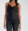 Elan Sofia Cowl Neck Cami In Black In Black