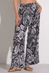 Elan Floral Cascade Flowy Wide Leg Pants In Black Maldives Print In Black