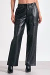 Elan Women's Faux-leather Cargo Pants In Black