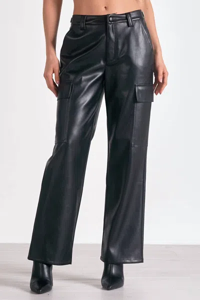 Elan Women's Faux-leather Cargo Pants In Black