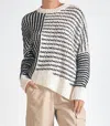Elan Fall Sweater In Black White Stripe In Multi