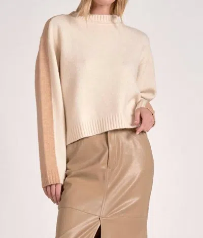 Elan Marla Colorblock Sweater In Tan Natural In Brown