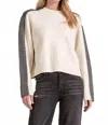 Elan Marla Color Block Sweater In Cream And Grey In Black