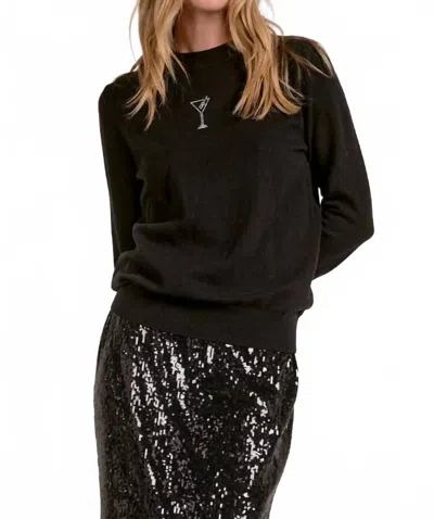 Elan Martini Sparkle Sweater In Black Martini
