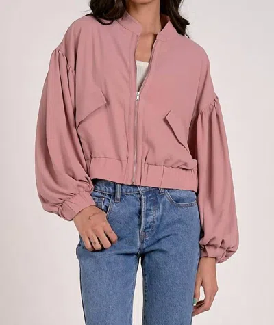 Elan Jacks Balloon Sleeves Jacket In Mauve In Pink