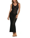 Elan Maxi Crochet Tank Swim Cover Up Dress In Black