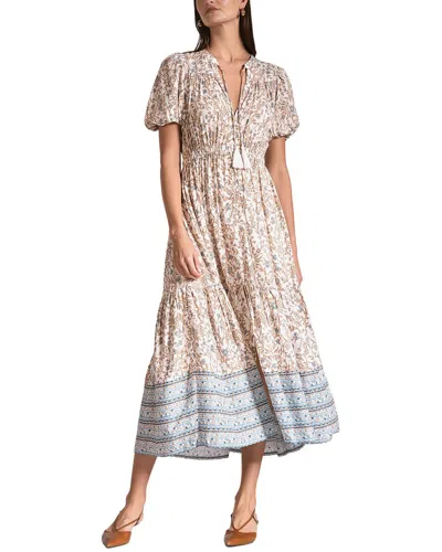 Elan Whimsy Print Elastic Waist Maxi Dress In Blue In Neutral