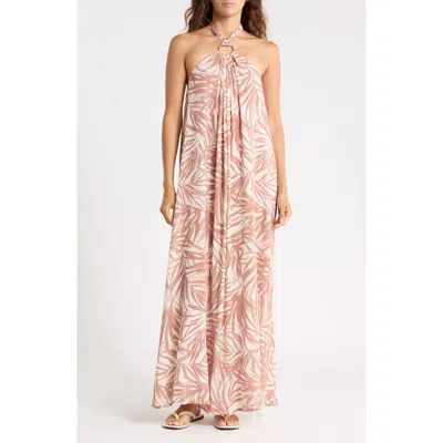 Elan Maxi Halter Cover-up In Brown