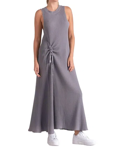 Elan Maxi Sleeveless Cinched Waist Dress In Dark Grey In Gray
