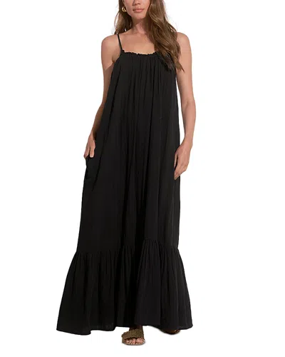 Elan Maxi Tank Flowy Ruffle Dress In Black