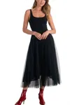 Elan Maxi Tank Tulle Dress In Black In Black