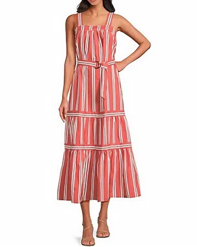 Elan Megan Maxi Dress In Coral Stripe In Red
