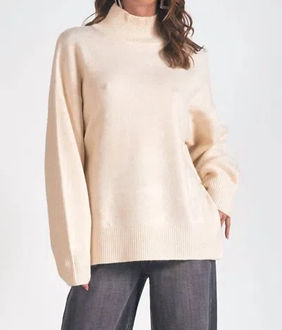 Elan Mie Mock Turtleneck Sweater In Ivory In Multi