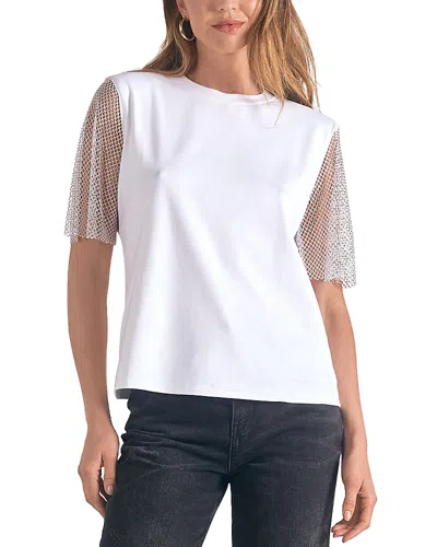 Elan Mesh Sleeve Tee In Silver