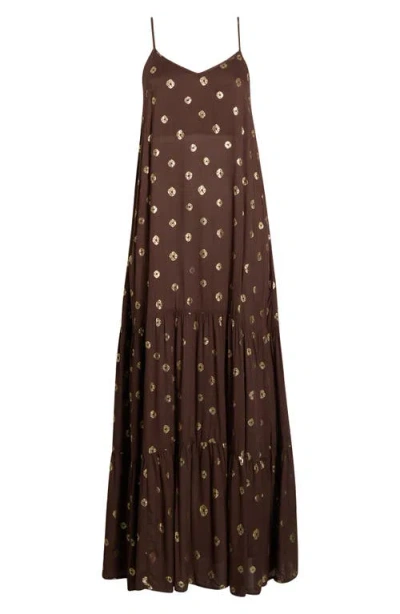 Elan Metallic Dot Cover-up Dress In Brown