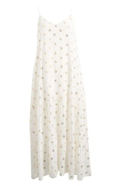 Elan Metallic Dot Cover-up Dress In White