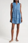 Elan Metallic Jacquard Cover-up Minidress In Blue Silver Arrow