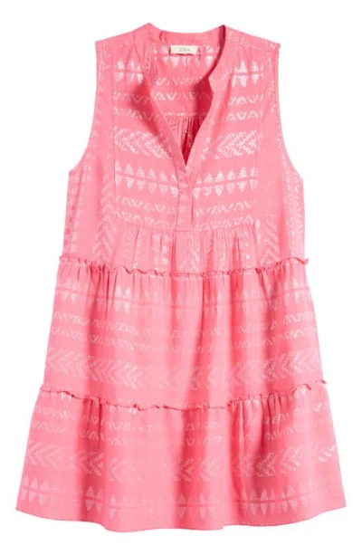 Elan Metallic Jacquard Cover-up Minidress In Pink/ Silver