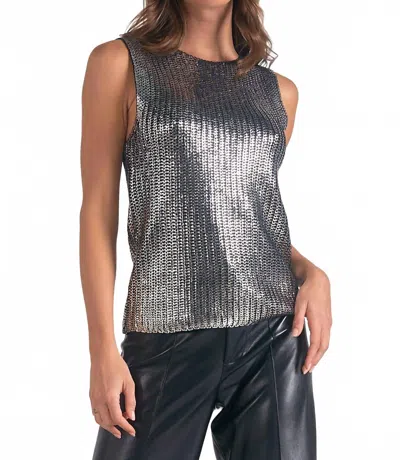 Elan Metallic Sleeveless Sweater In Silver