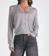 Elan Zip Front Knit Cardigan In Silver In Silver