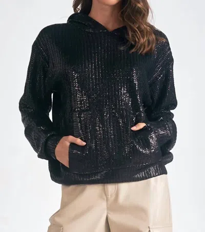 Elan Metallic Sweater Hoodie In Black