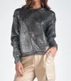 Elan Metallic Sweater Hoodie In Silver In Gray