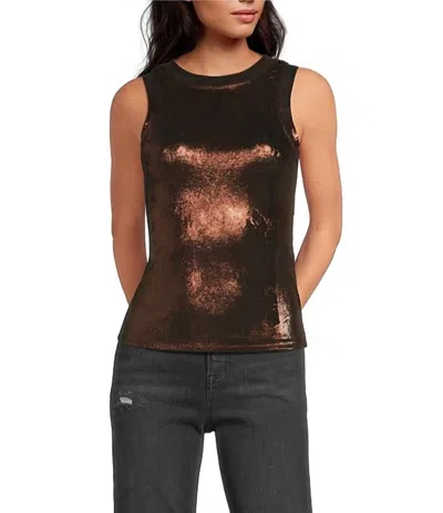 Elan Metallic Tank Top In Brown