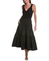 Elan Womens Solid Polyester Midi Dress In Black