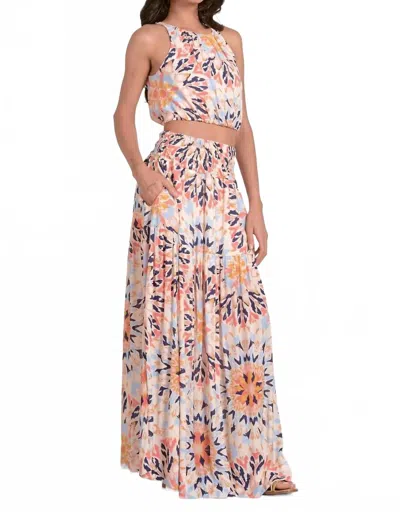 Elan Midi Kaleidoscope Skirt In Multi Color