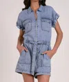 Elan Mila Romper In Denim In Blue