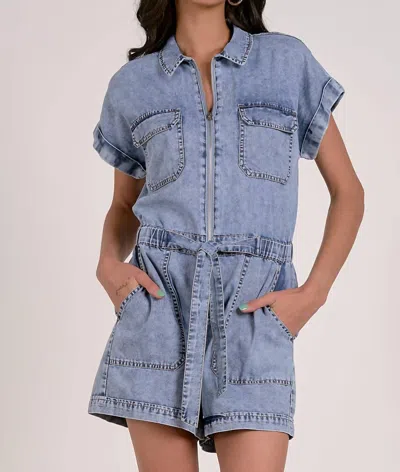 Elan Mila Romper In Denim In Blue