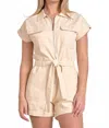 Elan Mila Short Sleeve Romper In Off-white In White