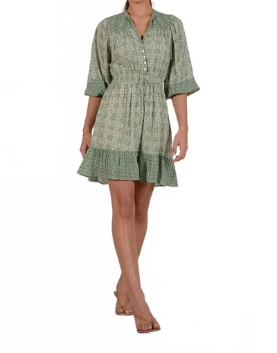 Elan Millie Boho Mini Dress In Green In Neutral