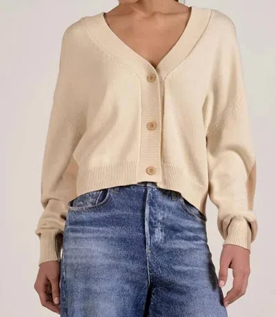 Elan Mina Cardigan In Natural Tan Color Block In Multi