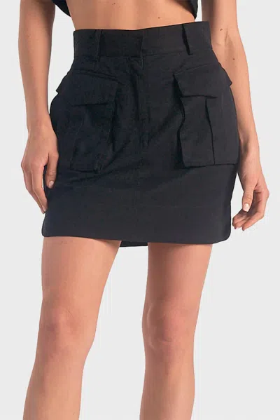 Elan Mini Cargo Skirt In Black